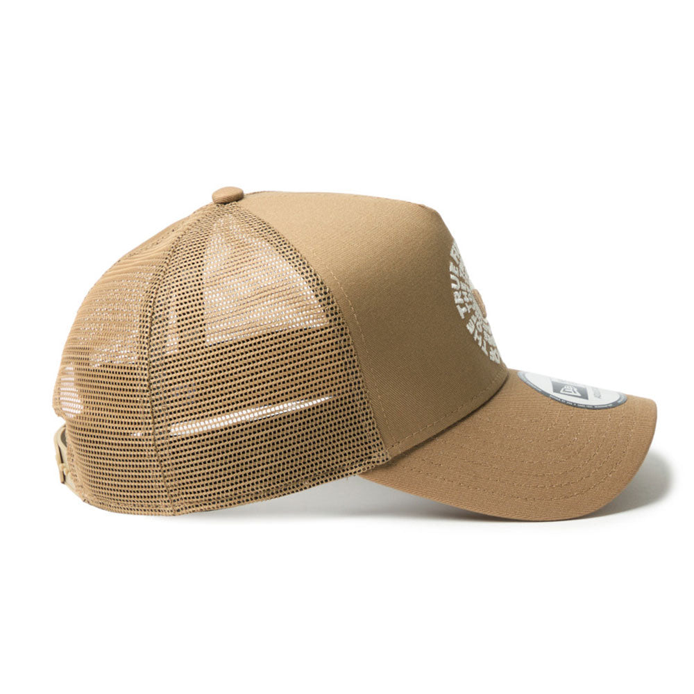 new era circle originators of the true fitted white khaki 9forty a frame trucker cap side