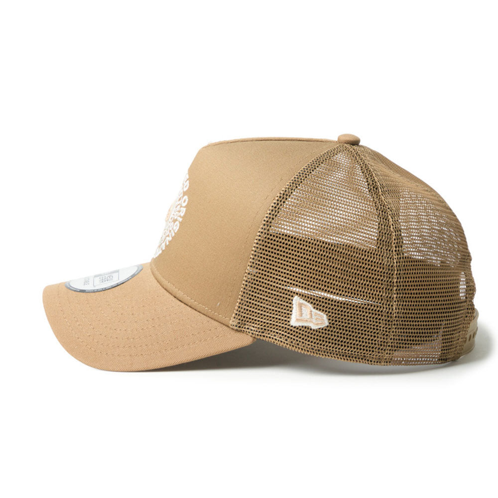 new era circle originators of the true fitted white khaki 9forty a frame trucker cap opposite side