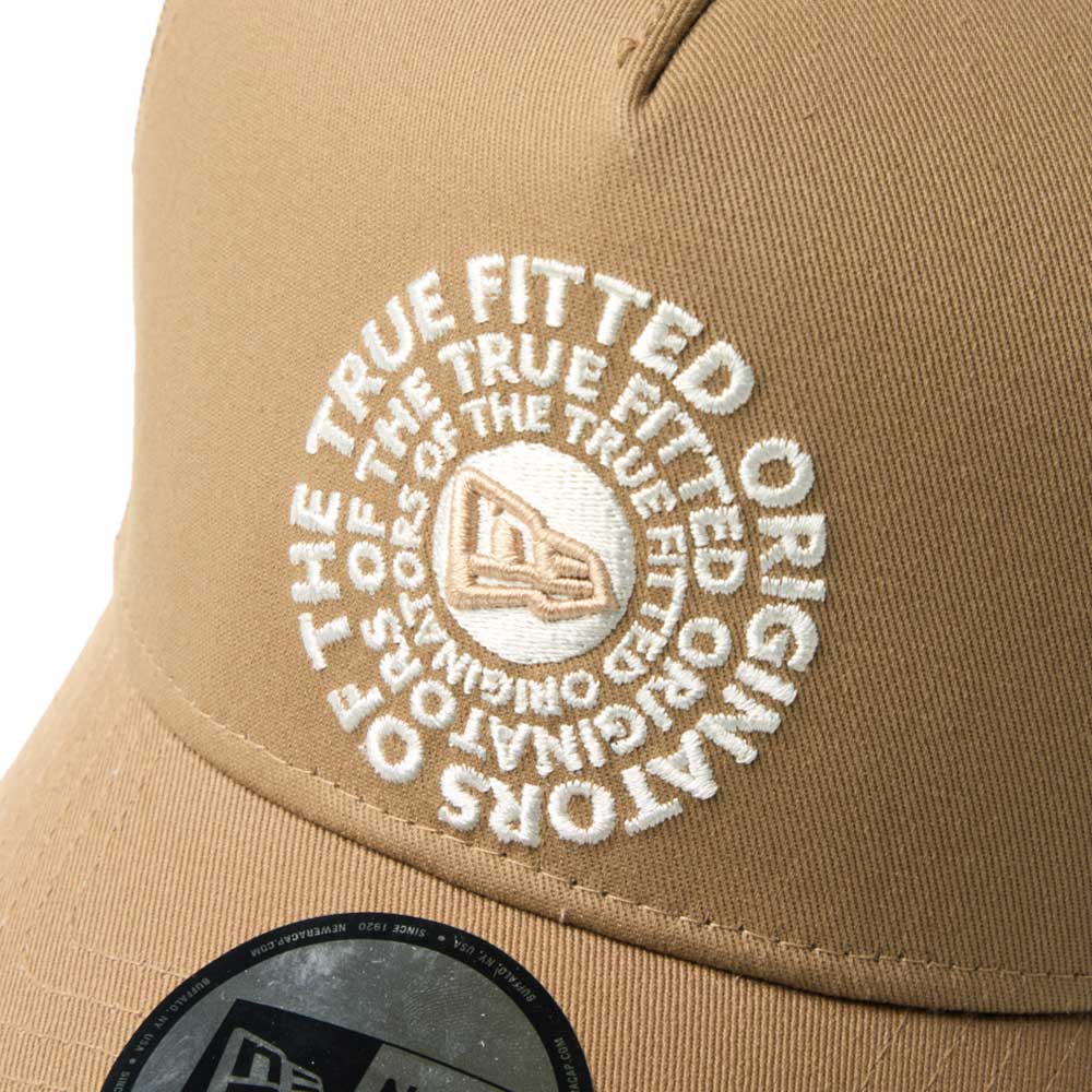 new era circle originators of the true fitted white khaki 9forty a frame trucker cap opposite