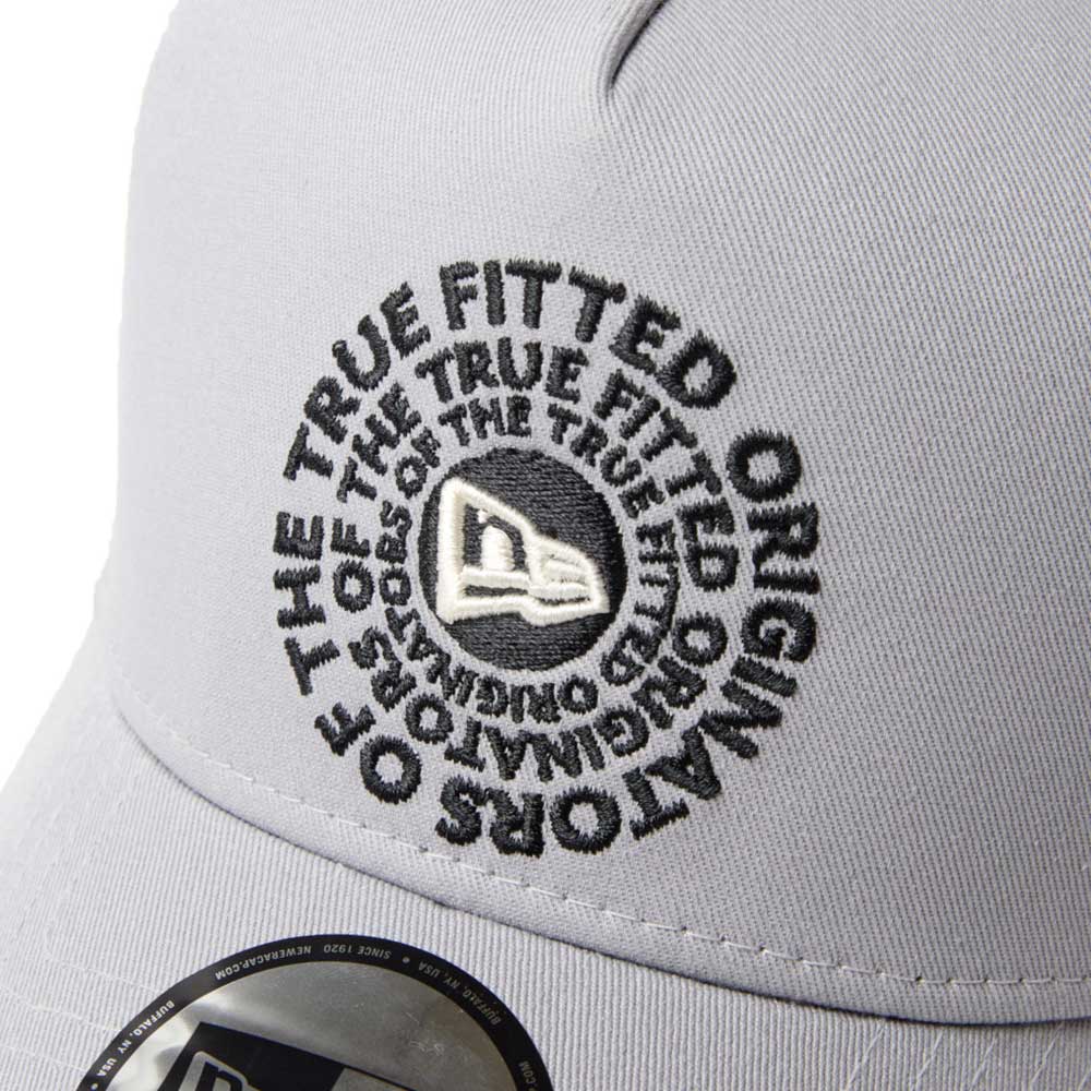 new era circle originators of the true fitted white gray 9forty a frame trucker cap opposite