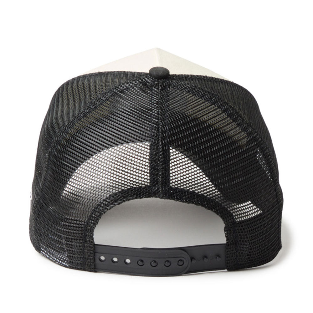 new era circle originators of the true fitted white black 9forty a frame trucker cap angle