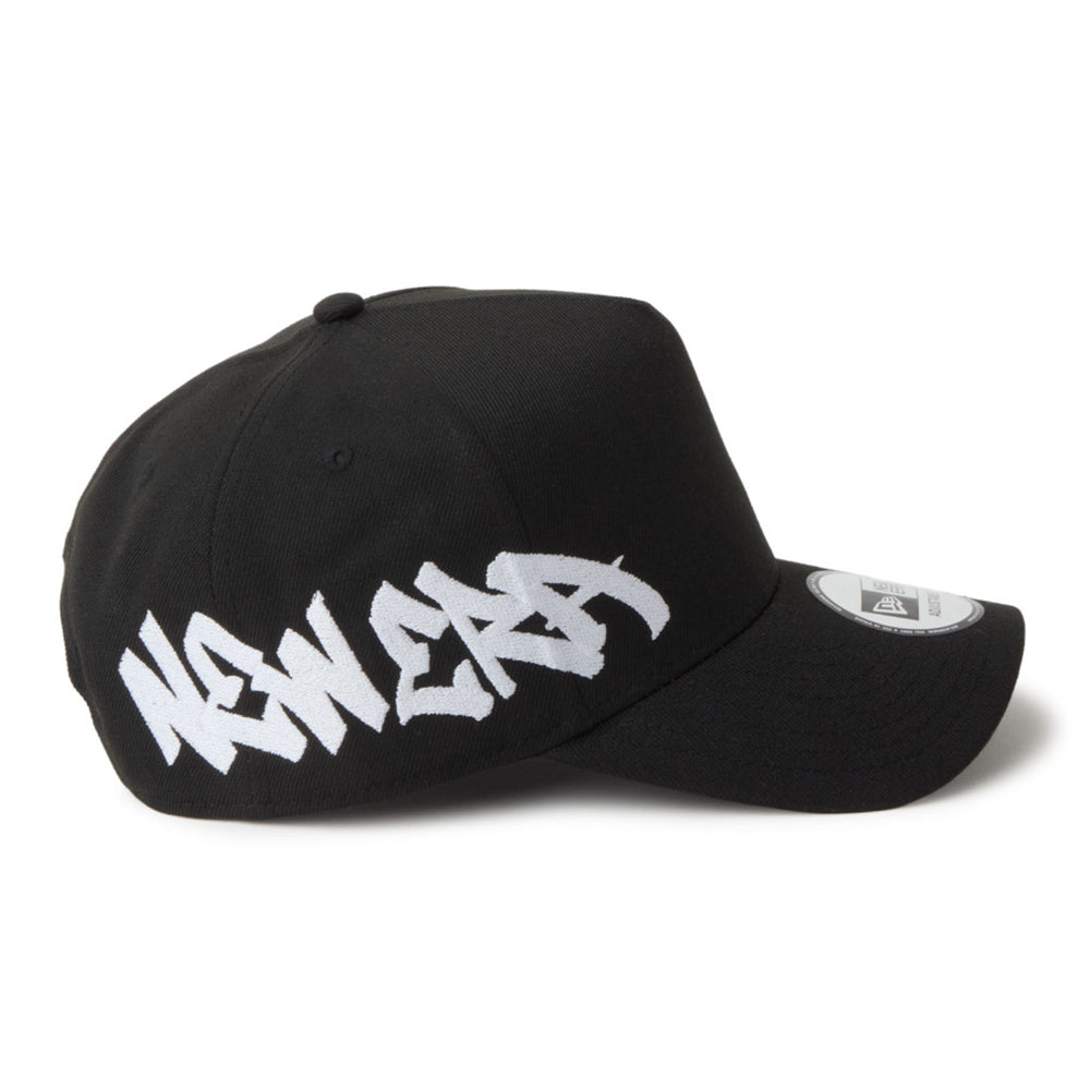 new era wordmark tagging essential black 9forty a frame adjustable cap angle