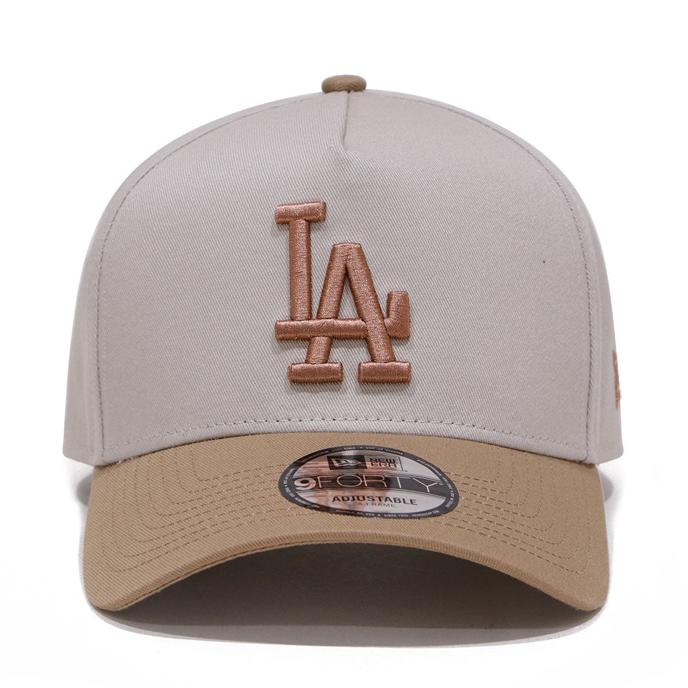 new era los angeles dodgers mocha mousse multi 9forty a frame adjustable cap front and side