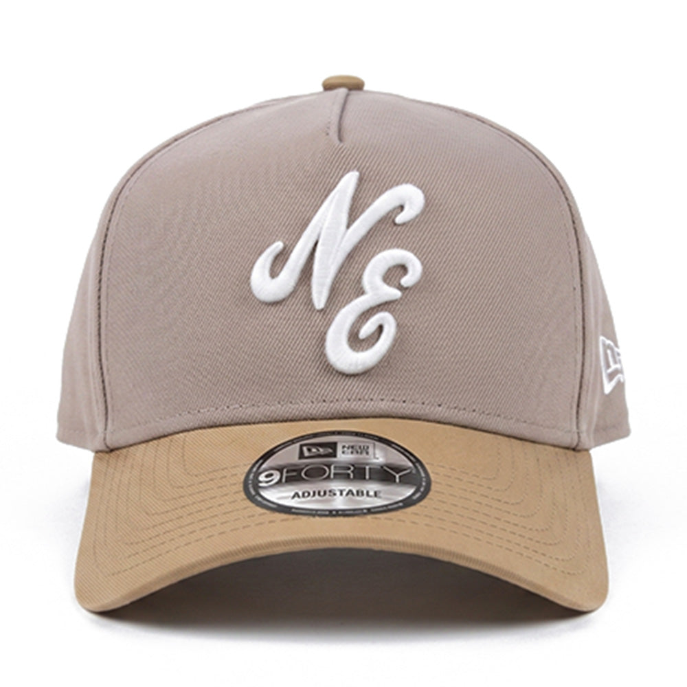 new era script mocha mousse white mocha 9forty adjustable cap front and side