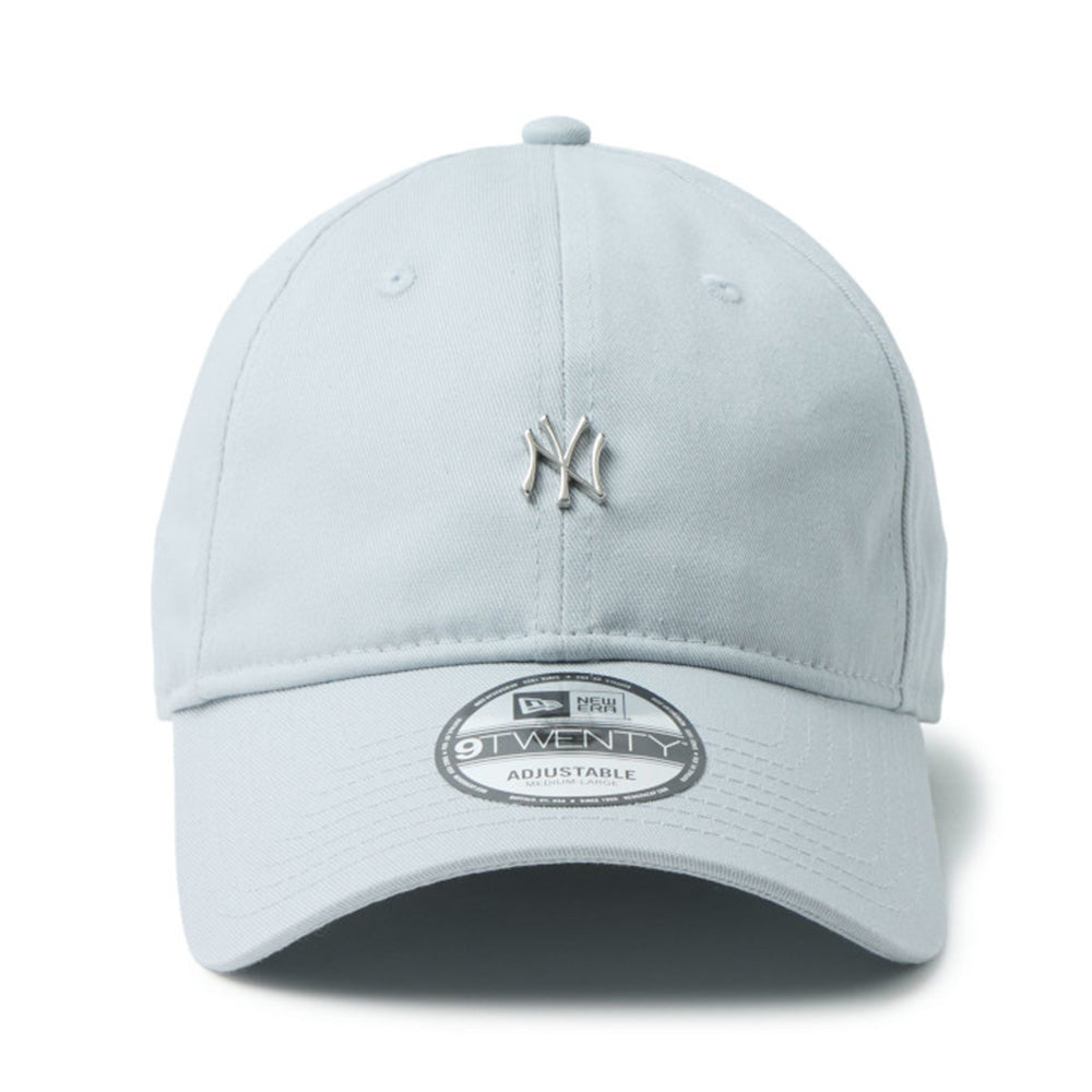 new era script mini metal logo grey 9twenty adjustable cap opposite