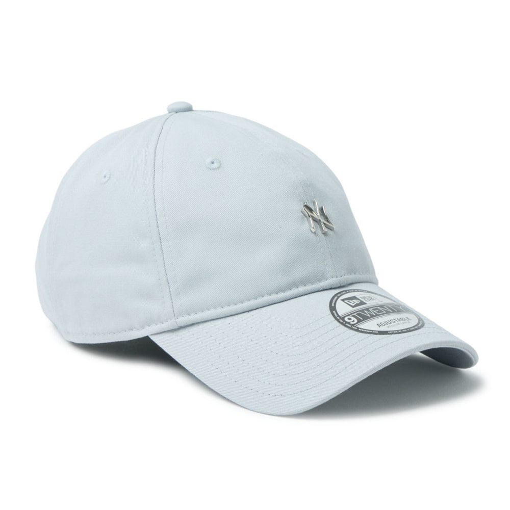 new era script mini metal logo grey 9twenty adjustable cap logo and print