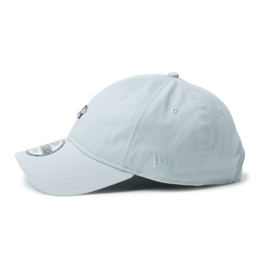 new era script mini metal logo grey 9twenty adjustable cap side