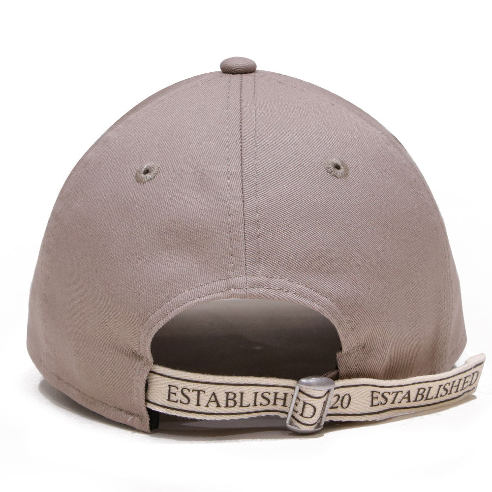 new era script logo spare strap brown 9twenty adjustable cap detail and color