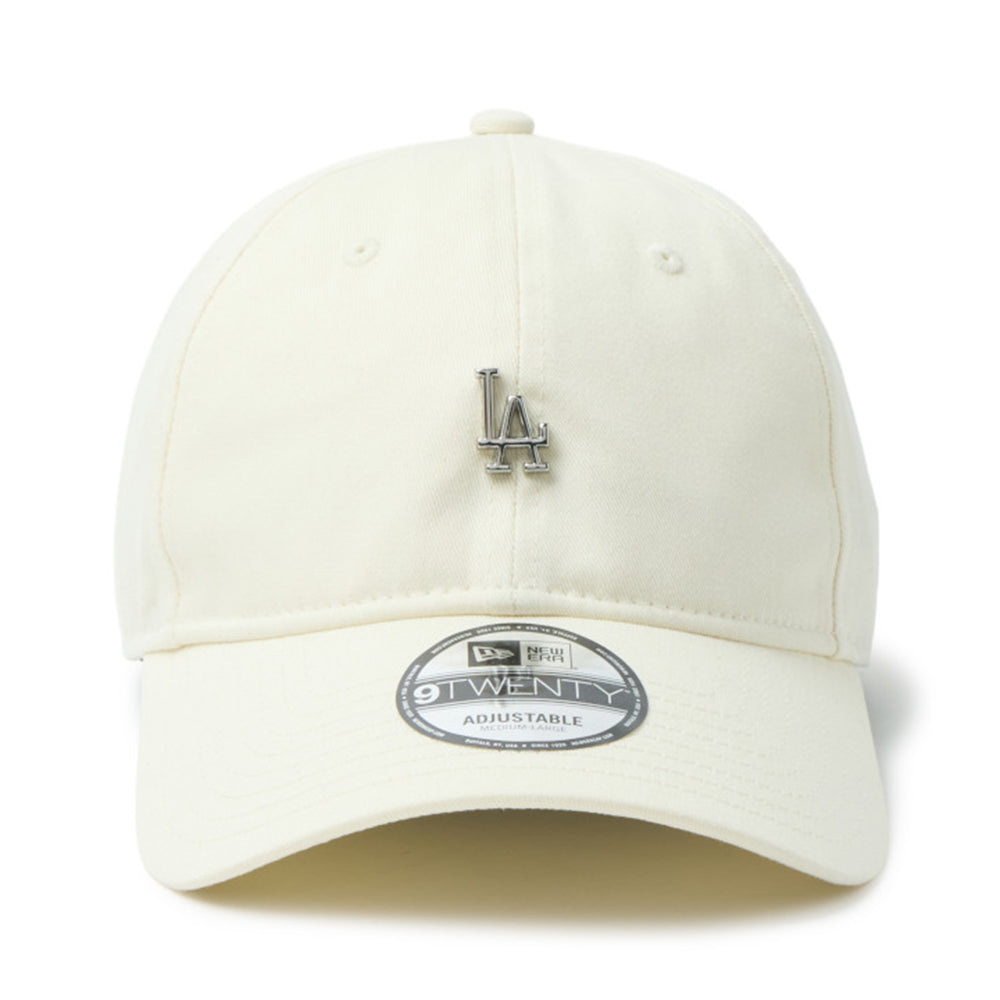 new era script mini metal logo cream 9twenty adjustable cap opposite