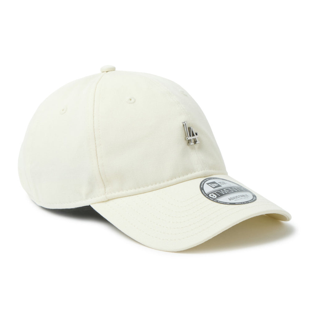 new era script mini metal logo cream 9twenty adjustable cap logo and print