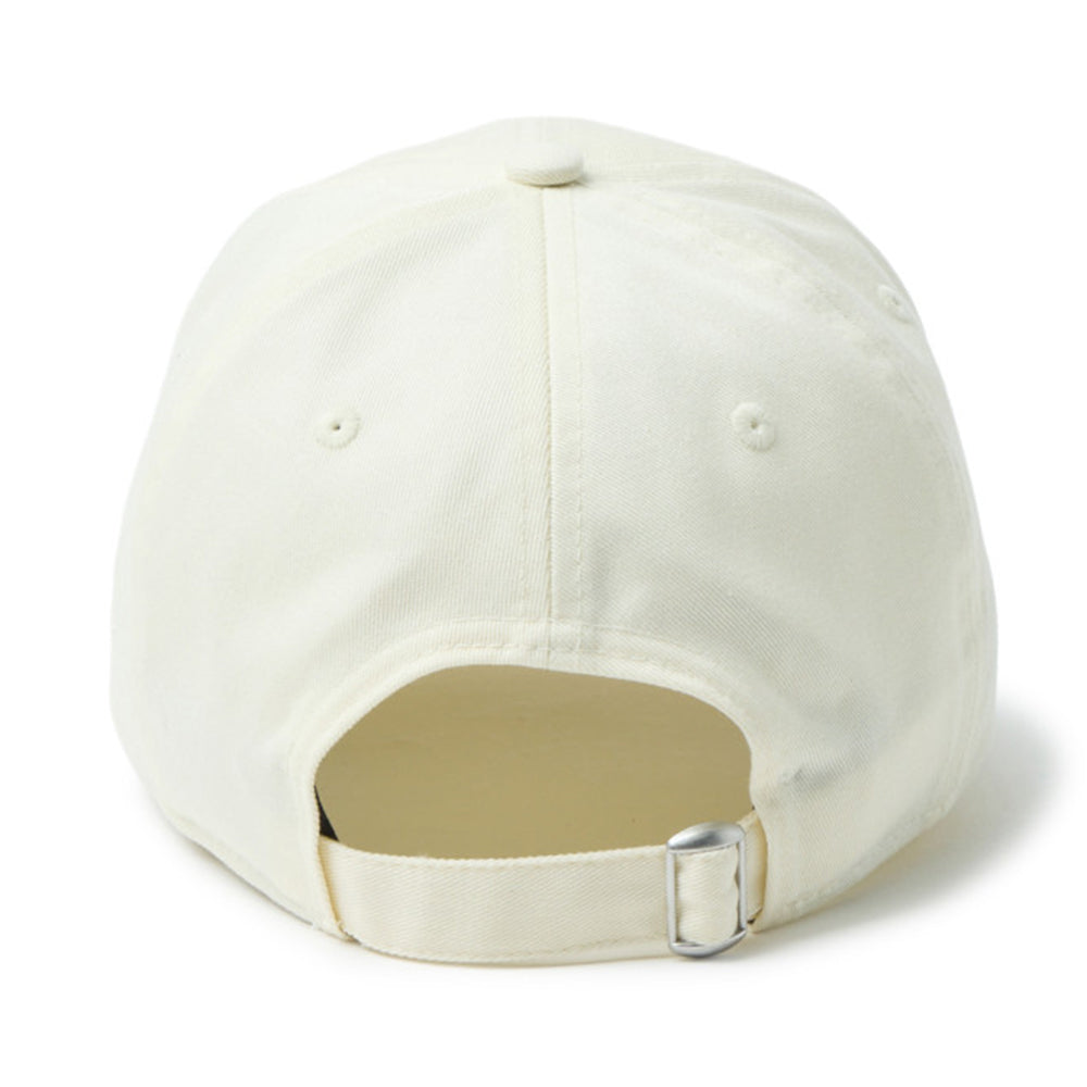 new era script mini metal logo cream 9twenty adjustable cap angle