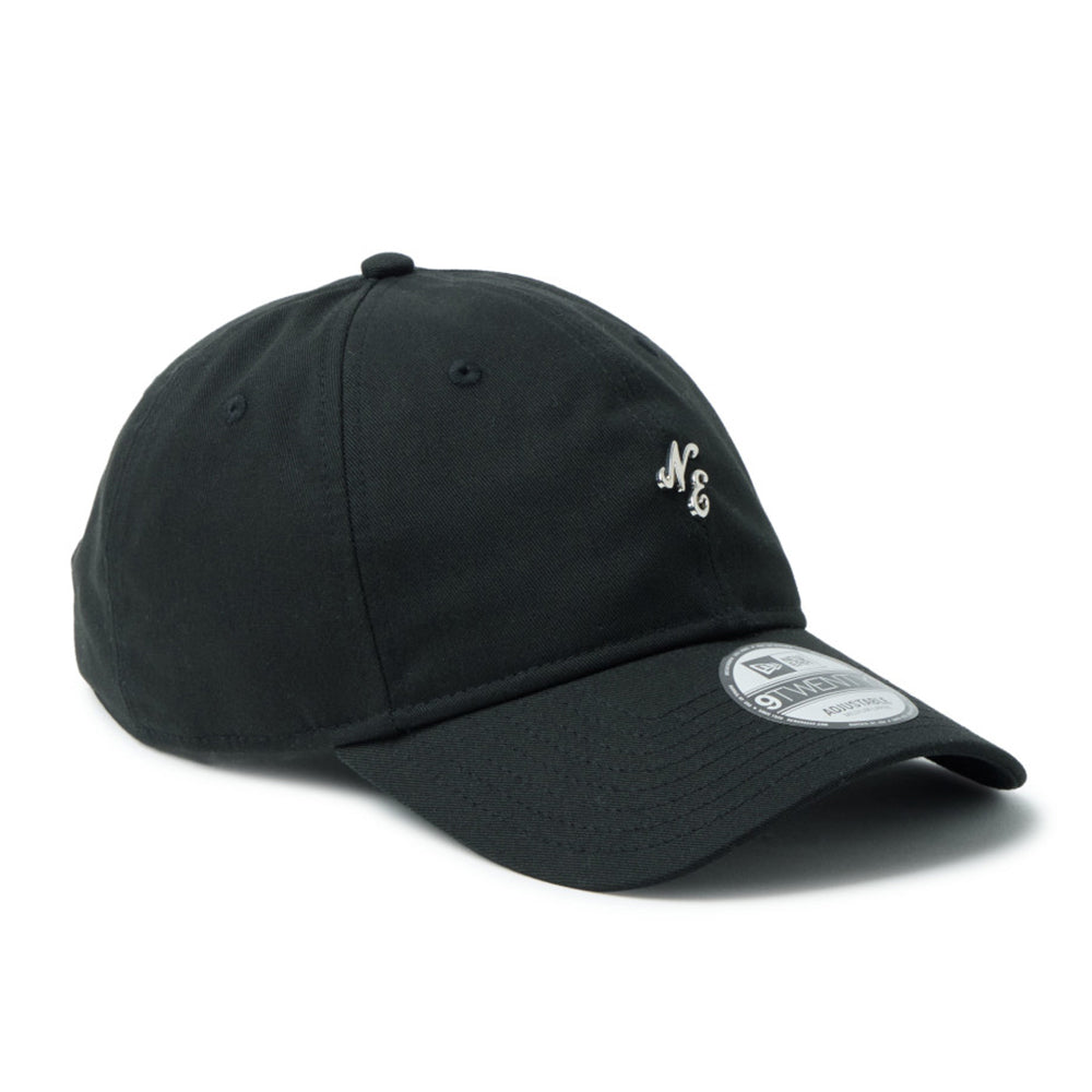 new era script mini metal logo black 9twenty adjustable cap logo and print