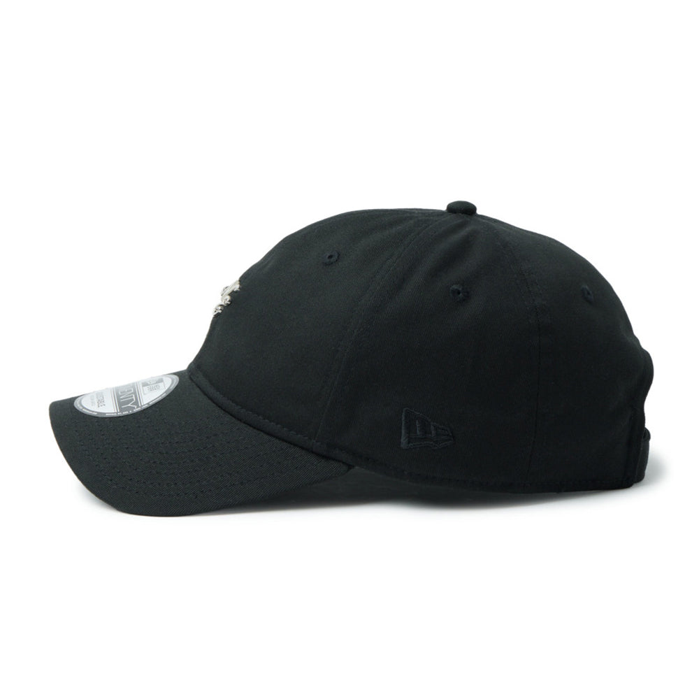 new era script mini metal logo black 9twenty adjustable cap side