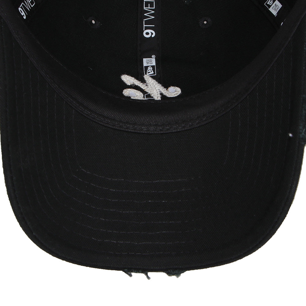 new era ne script damaged duck black 9twenty adjustable cap detail and color