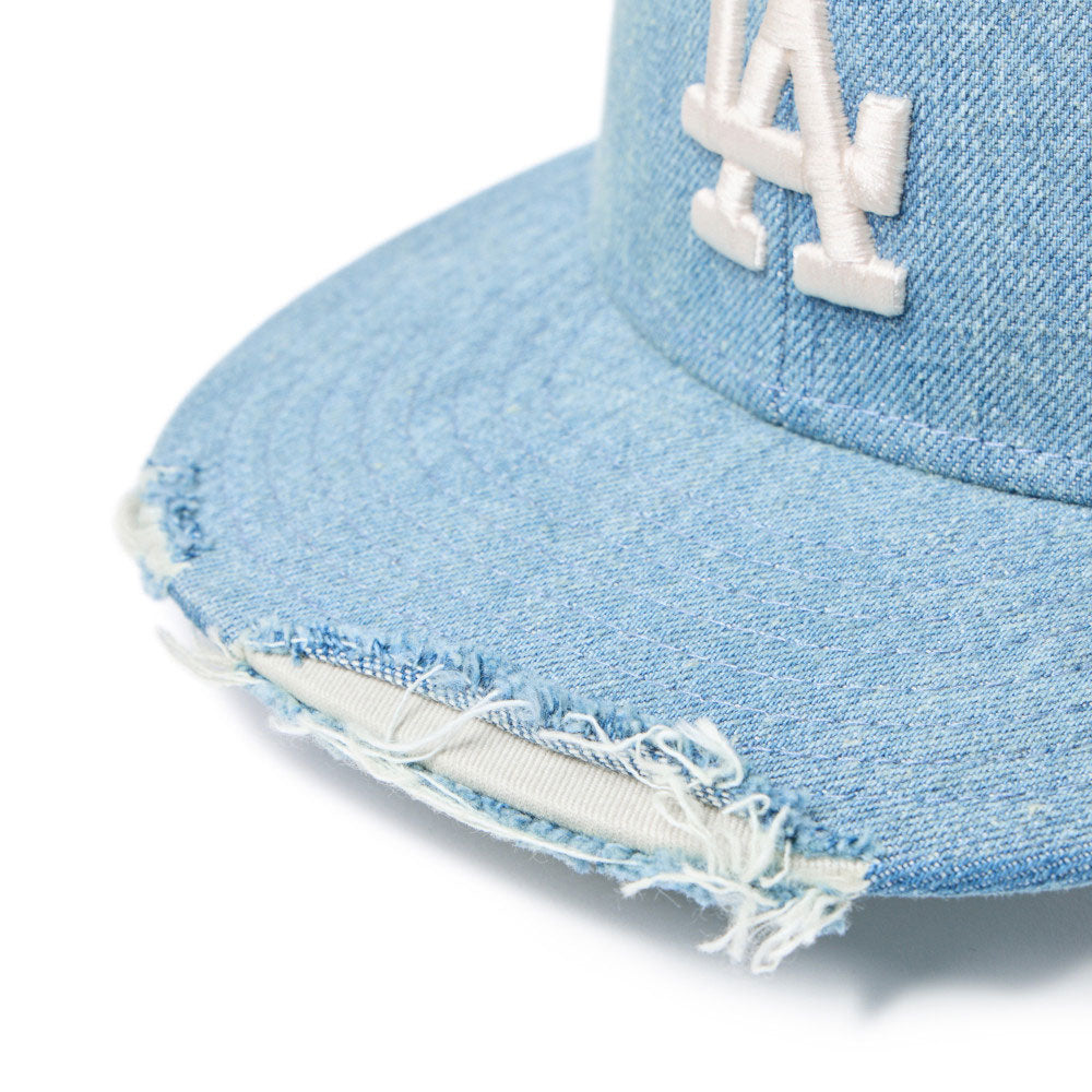 Los Angeles Dodgers Damaged Washed Denim 59FIFTY Fitted Cap