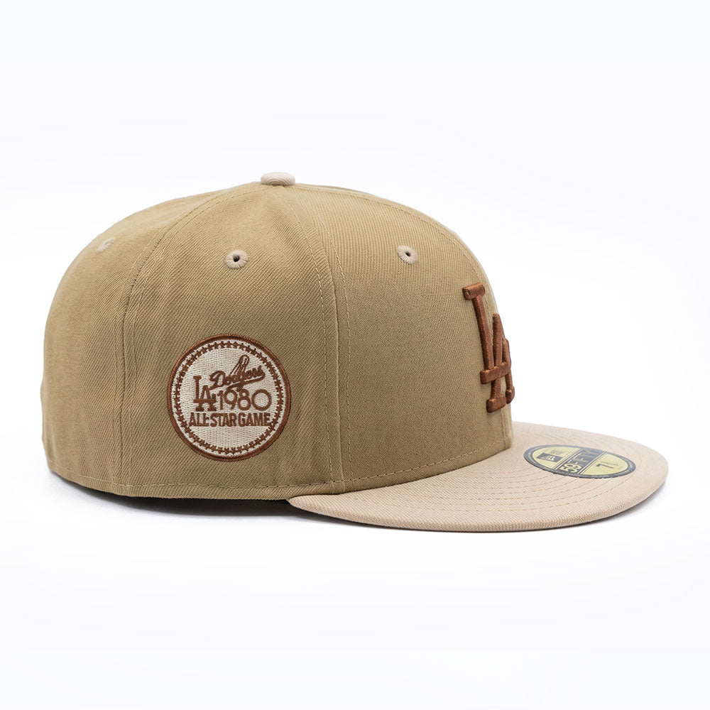 new era los angeles dodgers camo khaki 59fifty fitted cap logo and print