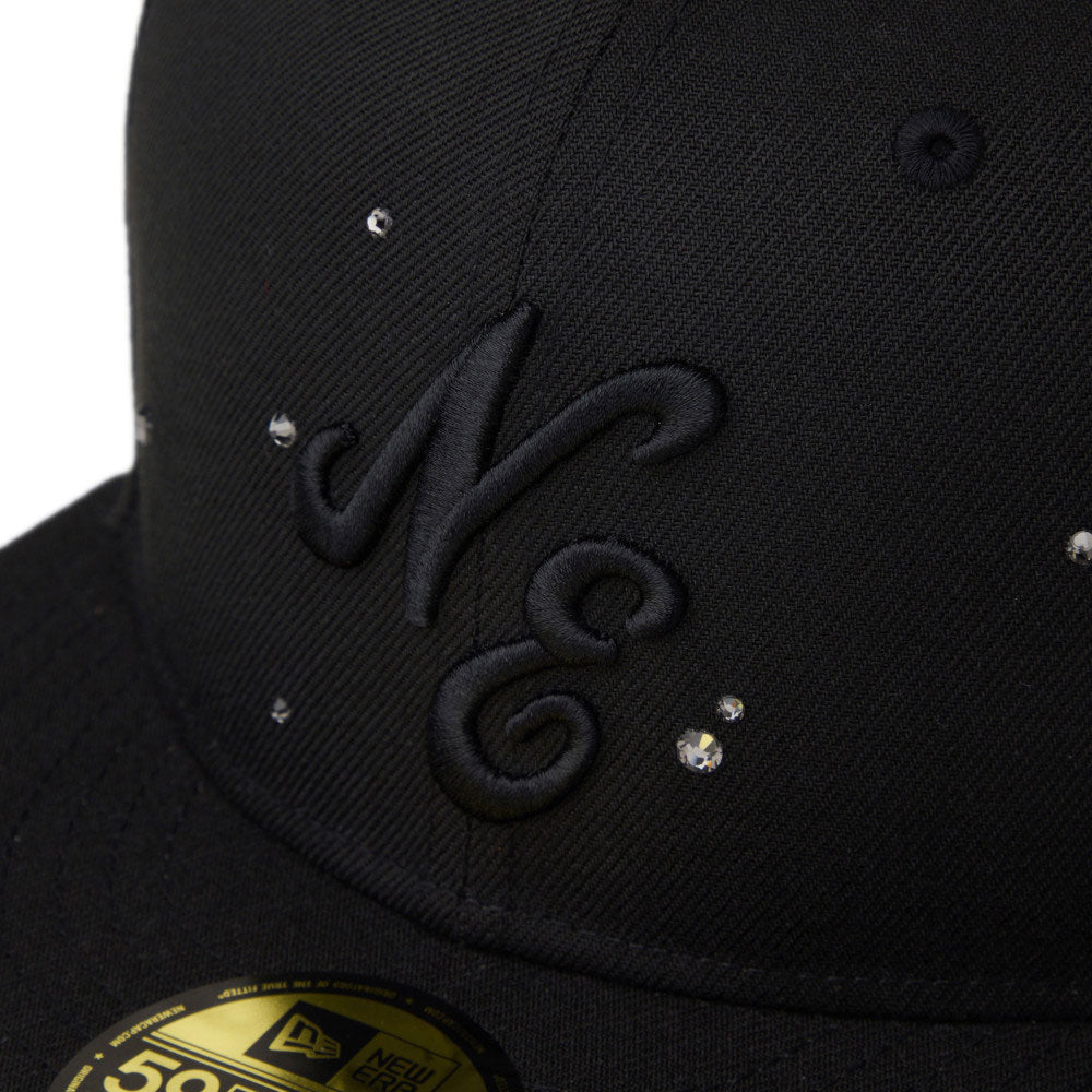 new era script night out black 59fifty fitted cap opposite