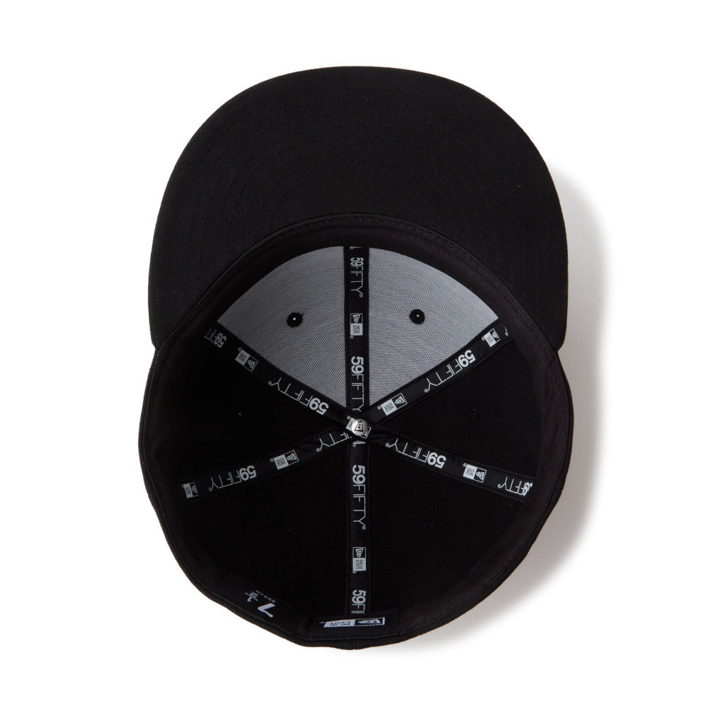 new era script night out black 59fifty fitted cap detail and color