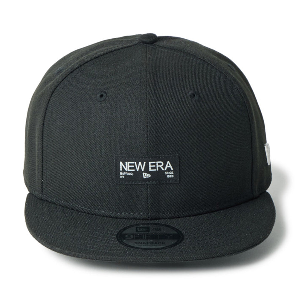new era silver wordmark metal flag black 9fifty snapback cap logo and print