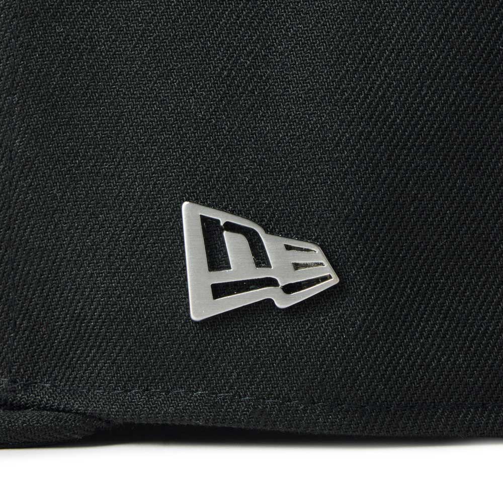 new era silver wordmark metal flag black 9fifty snapback cap angle
