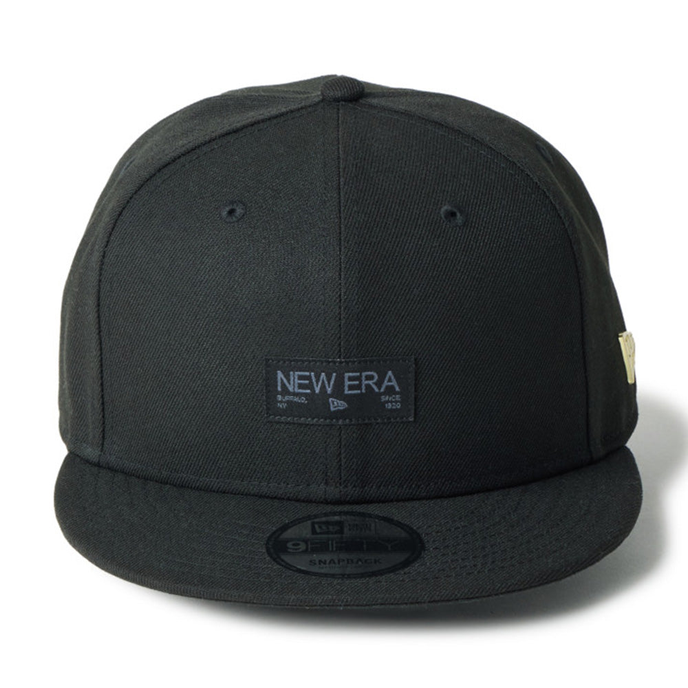 new era black wordmark metal flag black 9fifty snapback cap side