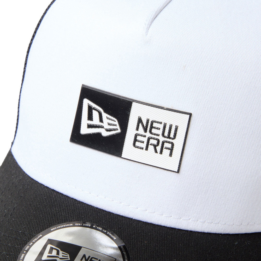 new era tpu box logo white black 9forty a frame trucker cap logo and print