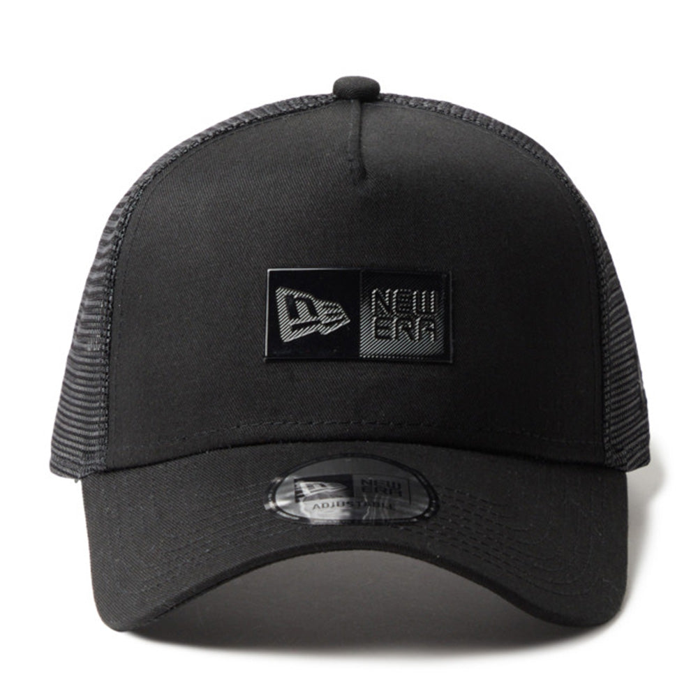 new era tpu box logo tonal black 9forty a frame trucker cap opposite
