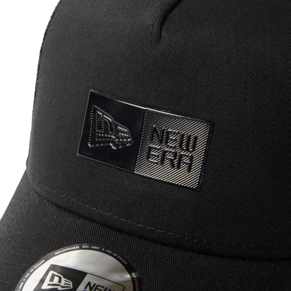 new era tpu box logo tonal black 9forty a frame trucker cap side