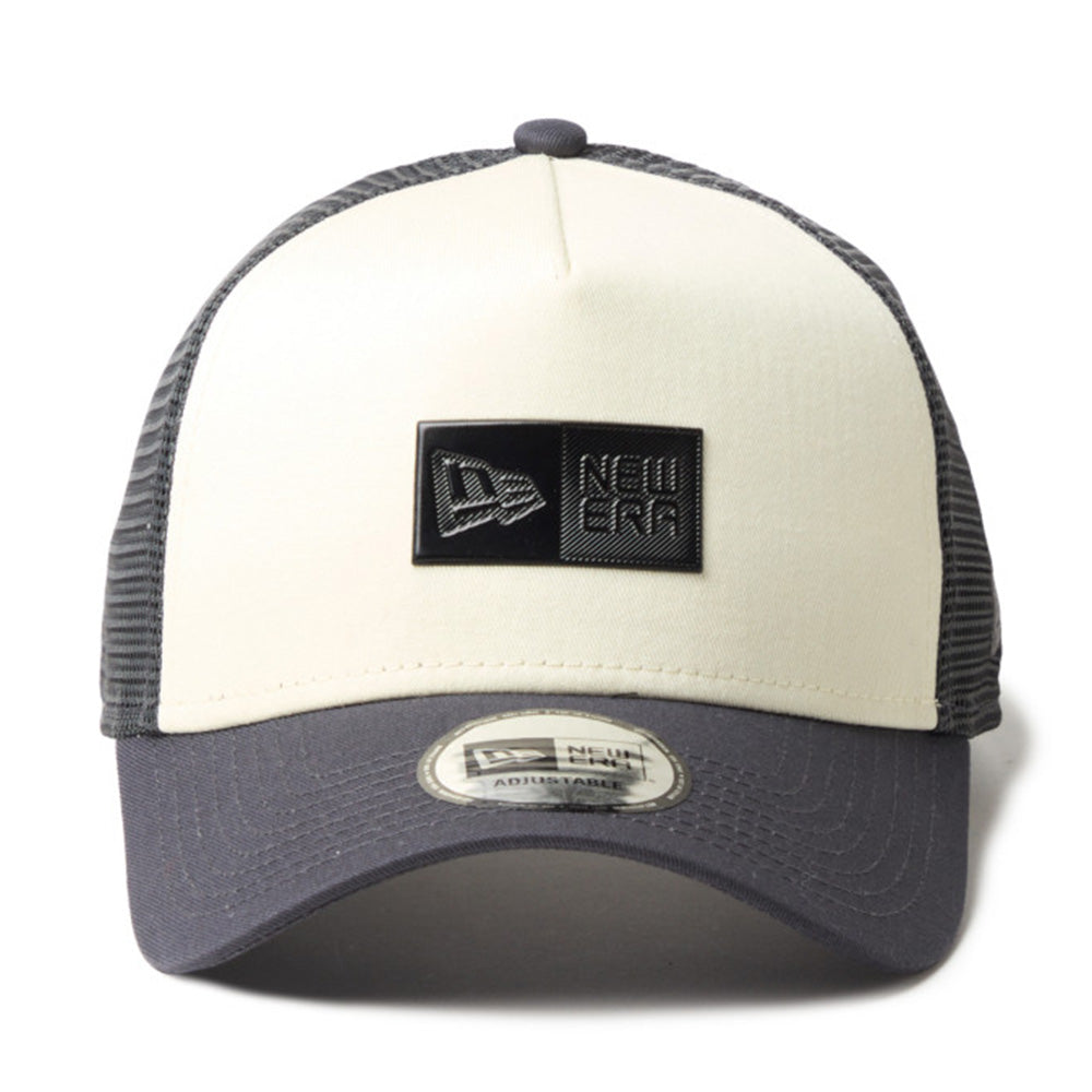 new era tpu box logo cream grey 9forty a frame trucker cap opposite