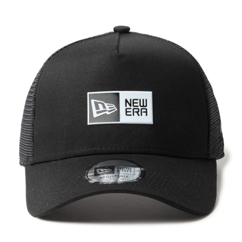new era tpu box logo black 9forty a frame trucker cap opposite
