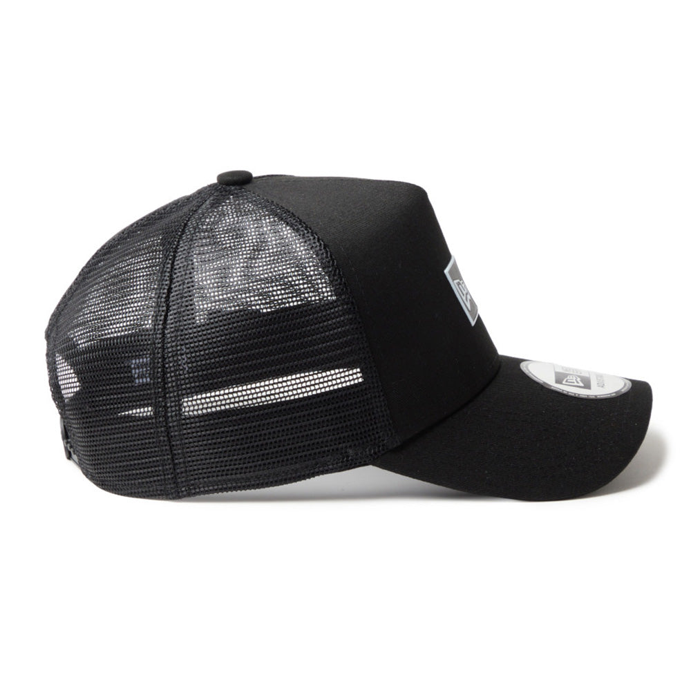 new era tpu box logo black 9forty a frame trucker cap logo and print