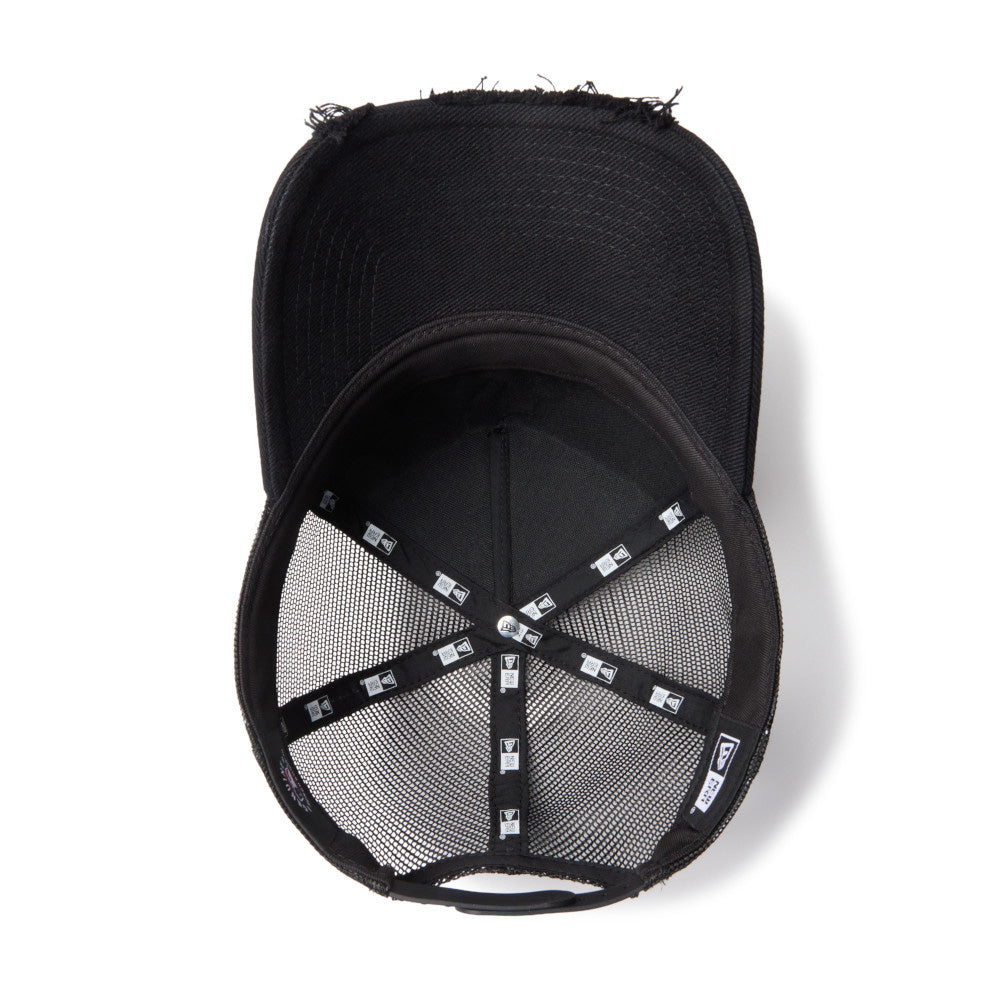 new era new york yankees damaged cap navy 9forty a frame trucker cap detail and color