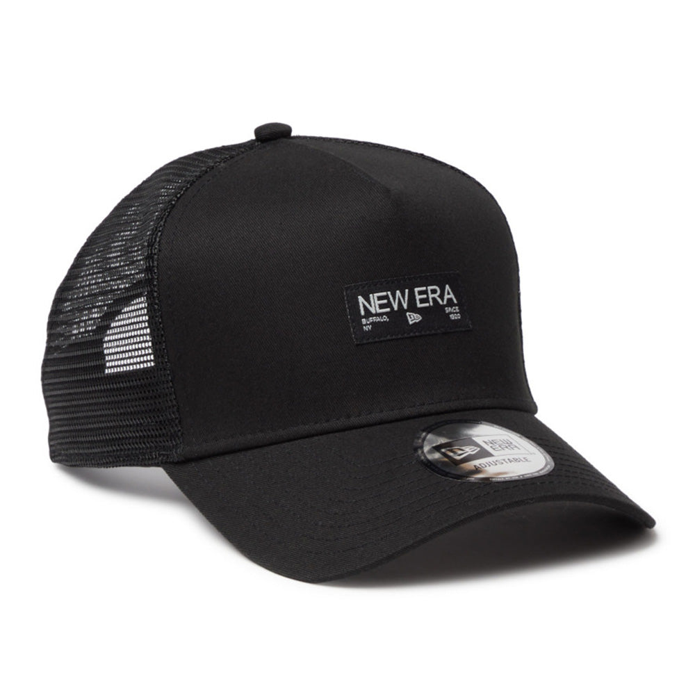 Silver Wordmark Metal Flag Black 9FORTY A-Frame Trucker Snapback Cap