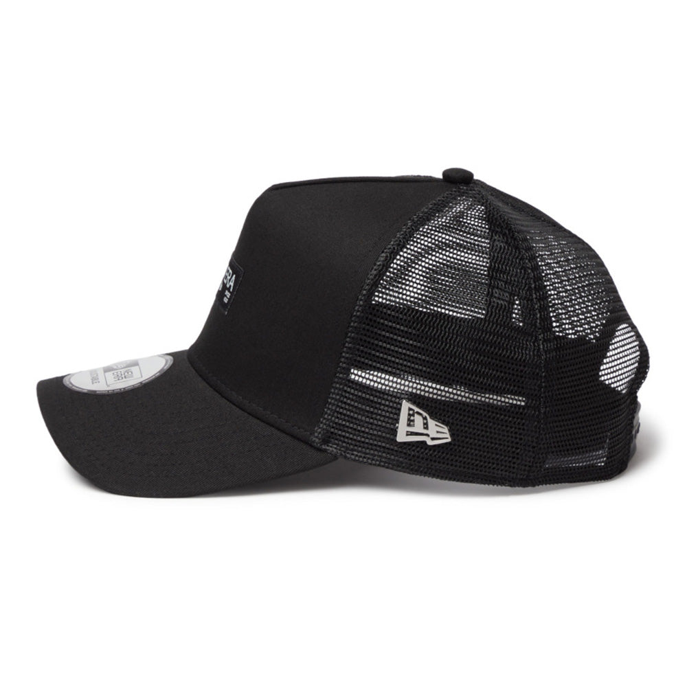 Silver Wordmark Metal Flag Black 9FORTY A-Frame Trucker Snapback Cap