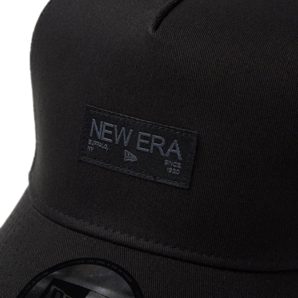 new era black wordmark metal flag black 9forty a frame trucker snapback cap side