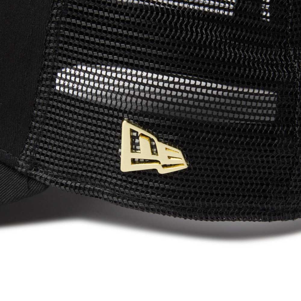 new era black wordmark metal flag black 9forty a frame trucker snapback cap angle