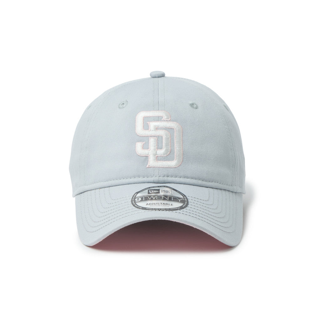 Light blue baseball cap with a logo on a white background