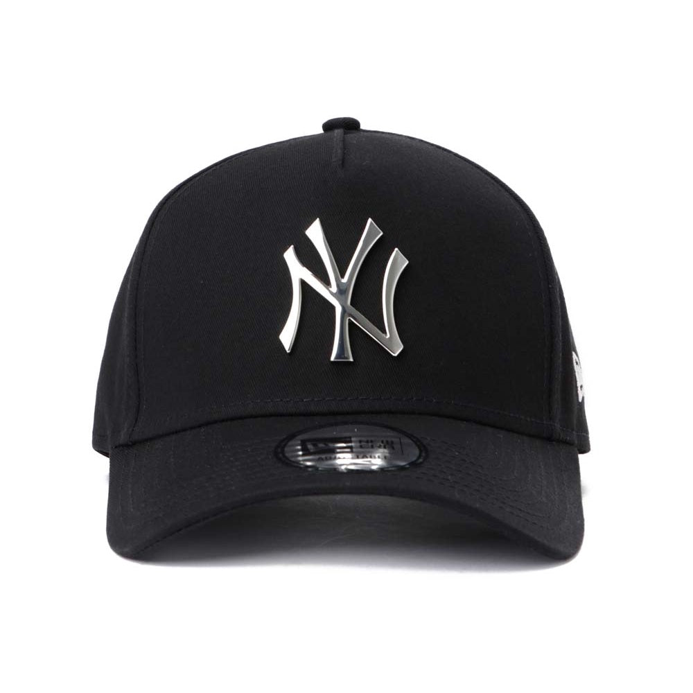 new york yankees mlb silver metal badge black 9forty a frame adjustable cap opposite