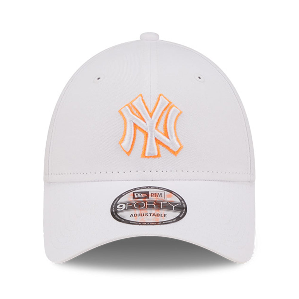 new era new york yankees neon outline optic white orange 9forty adjustable cap front and side
