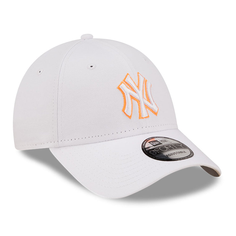 new era new york yankees neon outline optic white orange 9forty adjustable cap angle