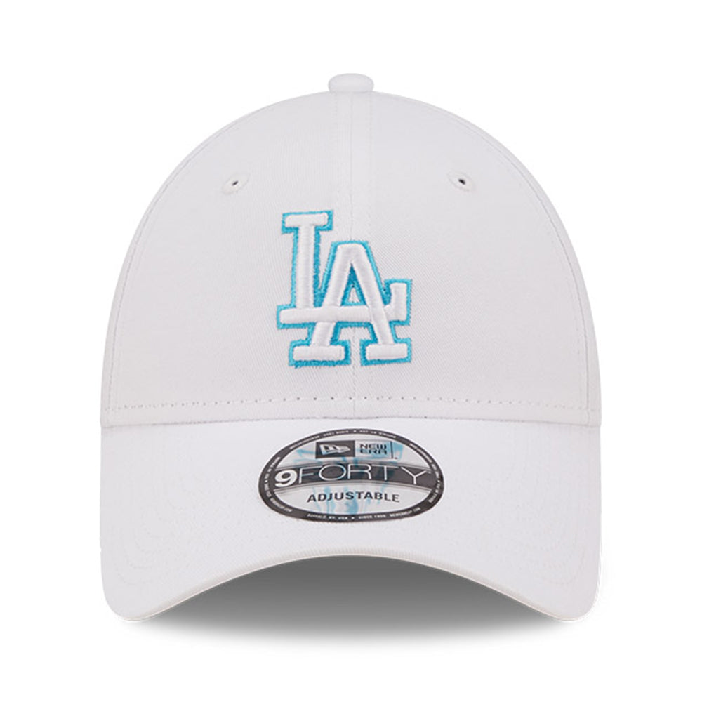 new era los angeles dodgers neon outline optic white neon blue 9forty adjustable cap front and side