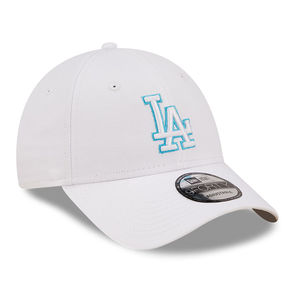 new era los angeles dodgers neon outline optic white neon blue 9forty adjustable cap angle