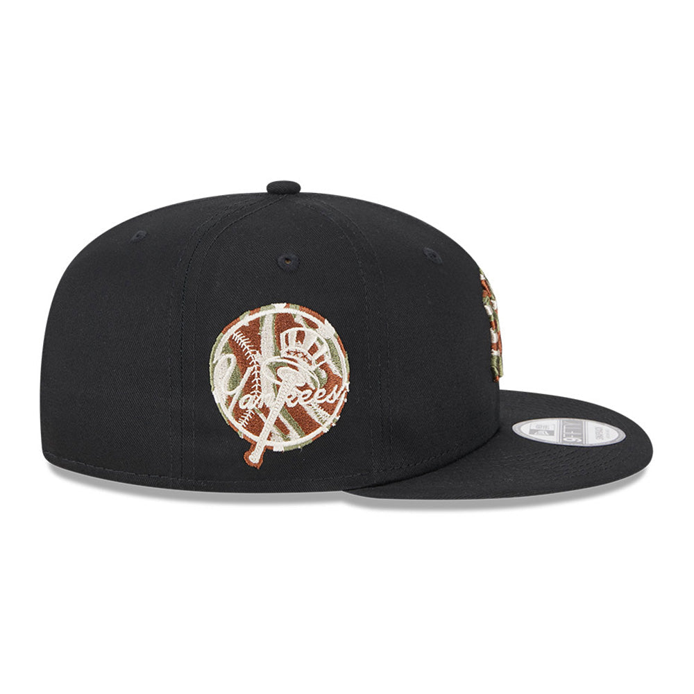 new era new york yankees seasonal infill black brown 9fifty snapback cap angle