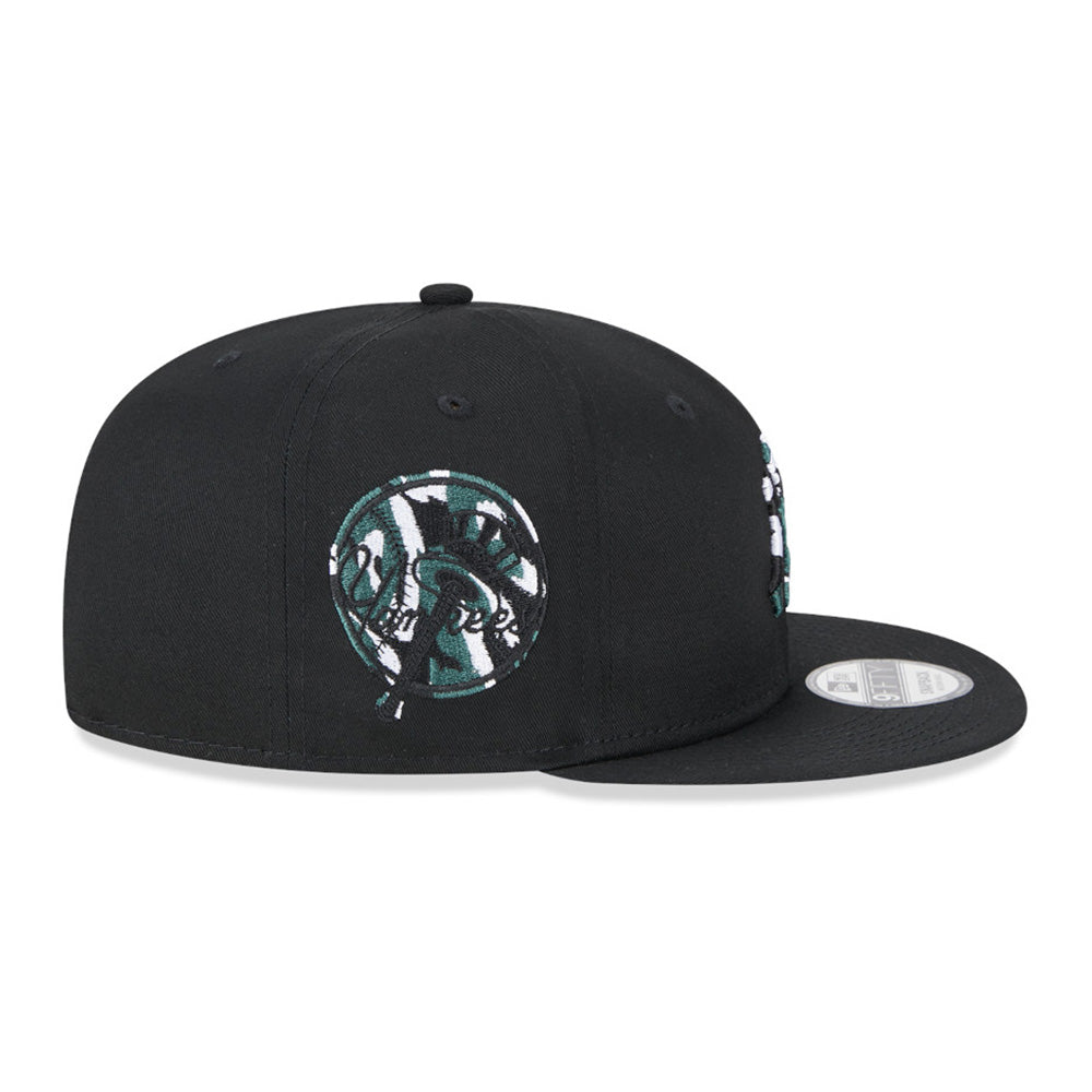 new era new york yankees seasonal infill black blue 9fifty snapback cap angle