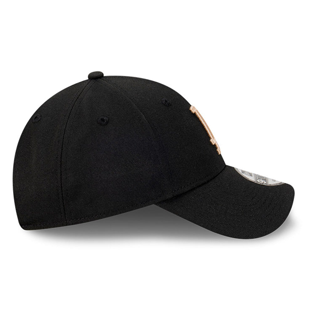 los angeles dodgers repreve seasonal q124 black brown 9forty adjustable cap logo and print