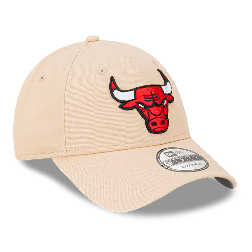 new era chicago bulls q124 oatmilk 9forty snapback cap logo and print