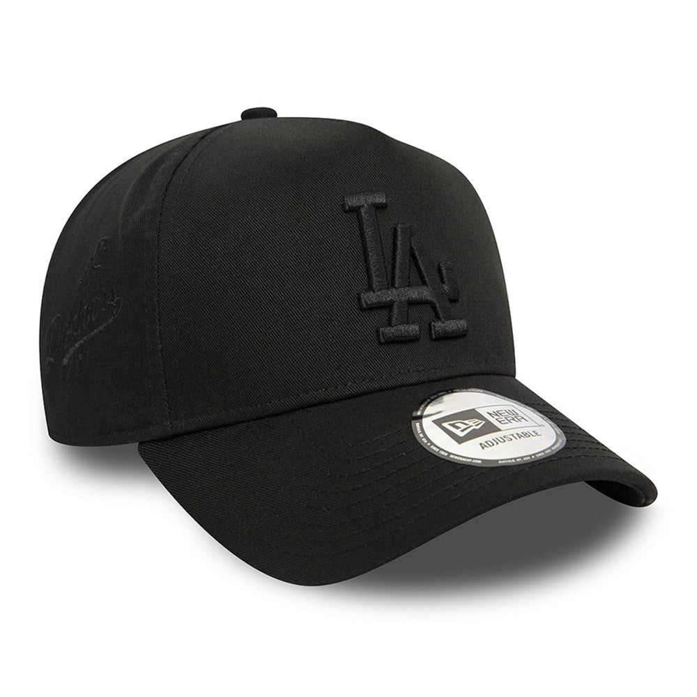 new era los angeles dodgers monochrome black 9forty e frame adjustable cap logo and print