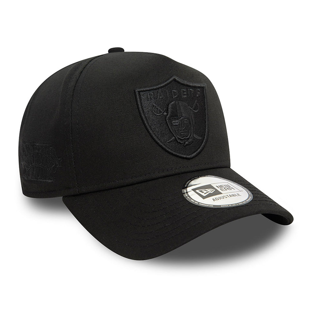 new era las vegas raiders monochrome black 9forty e frame adjustable cap logo and print