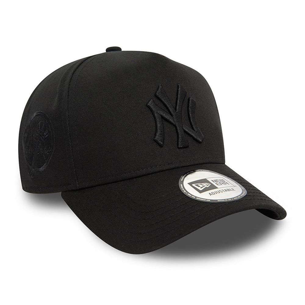 new era new york yankees monochrome black 9forty e frame adjustable cap logo and print
