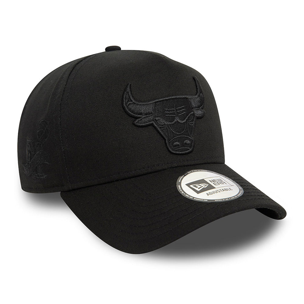 new era chicago bulls monochrome black 9forty e frame adjustable cap logo and print